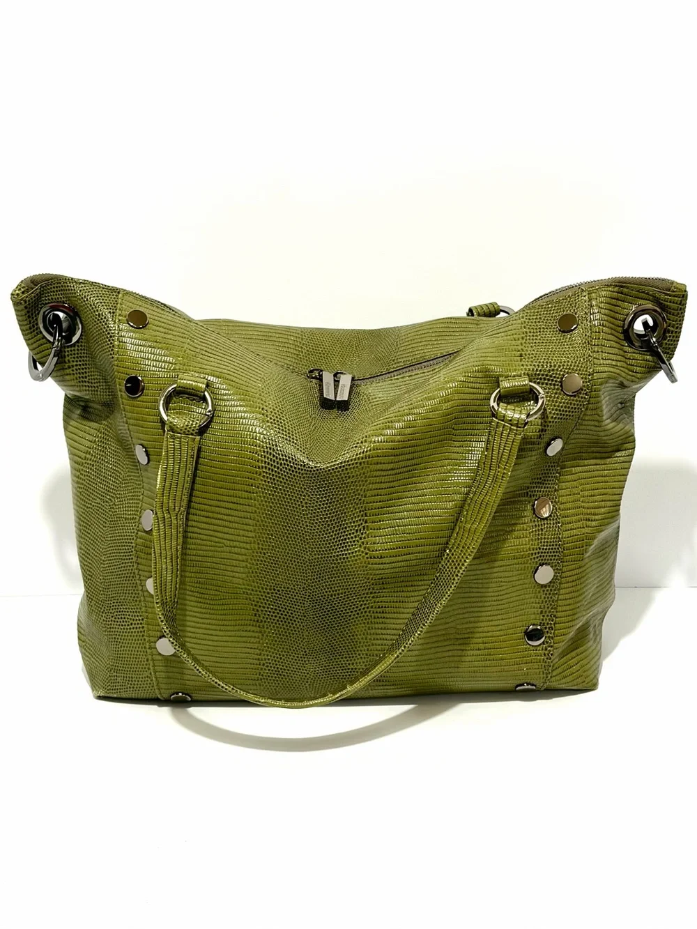 HAMMITT Daniel LG Satchel In Evergreen Lizard 🦎/Gunmetal Hardware EUC!!